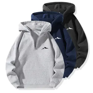 Men's spring and autumn half-zip hooded sweater, fashionable and versatile, single-piece casual half-zip sweater, ultra-fashionable hoodie