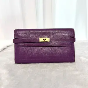 Pre-owned HERMÈS Hermes Luxury Birkin Wallet Purple M Stamp|20843373 WWL