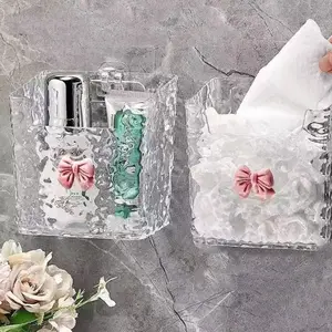 Transparent Acrylic Bow Desktop Organizer, Makeup Brush Holder & Pen Stand, Home Office School Supplies, Valentine's Day Gift Idea