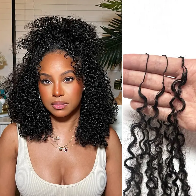 120g Afro Kinky Curly Knotless Pre-Separated Crochet Hair Extensions Kiny Curly Feather Extensions Afro Kinky Curly Feather Line Hair 100% Human Hair Natural Color 16-22 Inch 240g Full Head Afro Kinky Curly Feather Crochet Braiding Hair