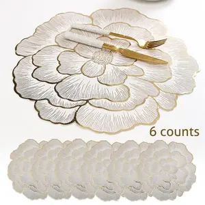 Flower Pattern Placemats 6-Pack, Heat Resistant & Non-Slip Table Mats, Waterproof and Reusable, Perfect for Home, Kitchen, Restaurant, Dining Table Protection