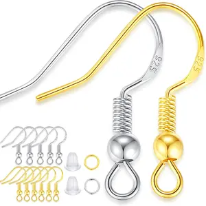 925 / Plated Earring Hooks for  Making, 900 count  Earring Making Kit,Earring Findings Jump Rings Rubber Earring Backs for DIY  Making