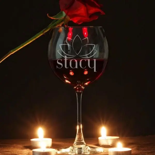 Customized Etched Monogram Wine Glass