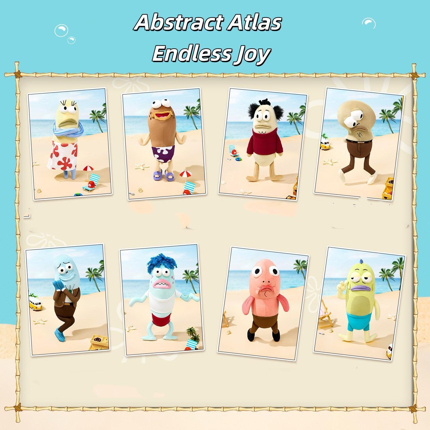 MINISO SpongeBob Official Licensed Random Fish Plush Series, Funny Weird Cute Stuffed Doll, Trendy Emotional Gift for Best Friends & Girls