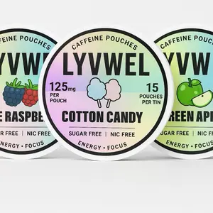 3 cans 125mg Caffeine Pouches-Blue Raspberry, Green Apple and Cotton Candy-Extreme Energy and focus-New sugar-free Sport Energy Beverage Drink Energy Drink