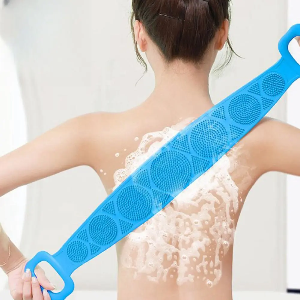 Random Color Silicone Body Back Scrubber, 1 Count Long Exfoliating Shower Brush, Manual Massage Tools For Men & Women, Body Care Tool, Exfoliating Bath Tool