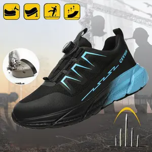 Stylish Women's Blue Breathable Anti-Puncture Safety Work Shoes Anti-Smash Closed Toe Worker Boots for Active Professionals