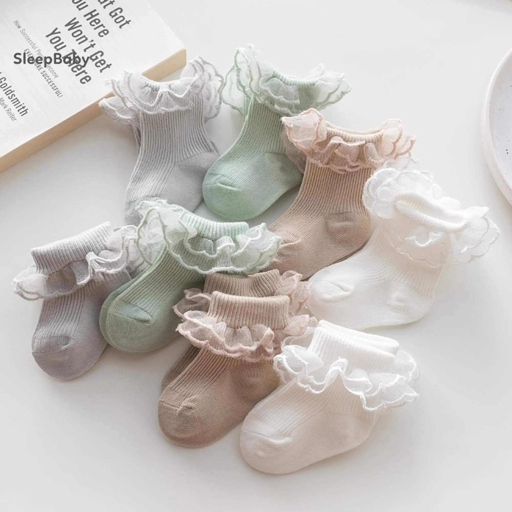 Baby Socks For Girls Lace Ruffles Toddler Sweet Anti-skid Princess Socks Spring Fall Cute Kids Socks Cute Lotus-trimmed Socks