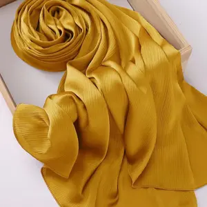Women's Crinkled Satin Hijab Scarf - Fashionable Clothes Accessory