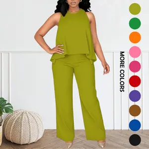 Women's Spring-Summer Set:Lightweight Flowy Halter Two-Piece with High-Waisted Wide Leg Pants–Comfortable, Stylish, and Perfect for Every Casual to Dressy Occasion This Season  Clothes Womenswear Suits Top Trouser