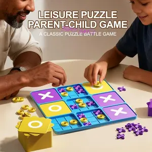 Upgraded Colorful Tic-Tac-Toe Board Game, 2 Player Educational Interactive Toy, Brain Training Game for Kids, Portable Gift for Family Game Night, Christmas, Easter And Back to School