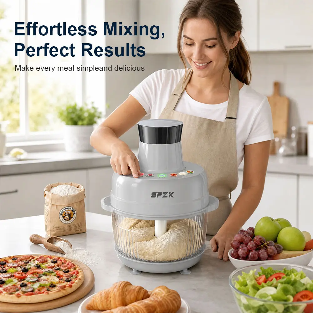 SPZK 5L Large Capacity Stand Mixer, Electric Dough Kneader for Home Use | BPA-Free Multi-Function Food Processor for Mixing, Chopping, Mashing & Grinding