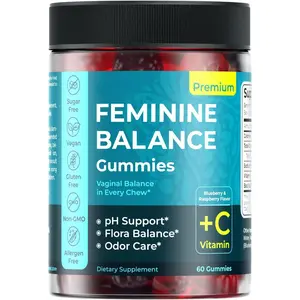 Feminine Balance Gummies with Prebiotics & Probiotics for Vaginal pH Balance Odor Control & Women’s Health Support, Berry Flavor Vaginal Health Supplement, 60 Count