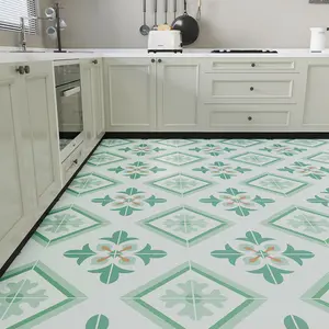 Jeedeson 120″ x 24″ Green Floral Design Floor Tiles, DIY Floor Decoration for Kitchen Bathroom Living Room