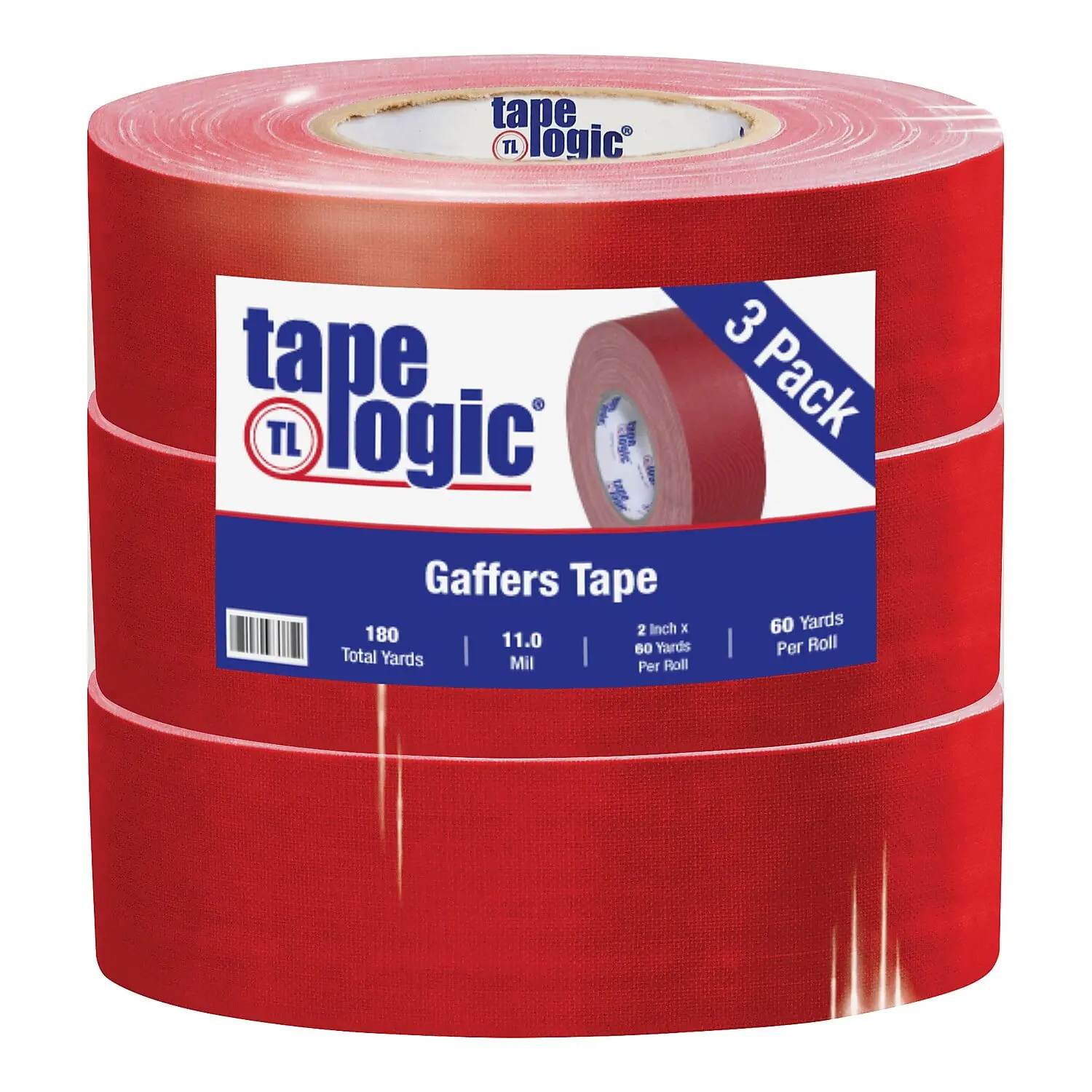 Tape Logic T98718R3PK 2 in. x 60 Yards Red Tape Logic 11 mil Gaffers Tape, Pack of 3 - 3 Per Case