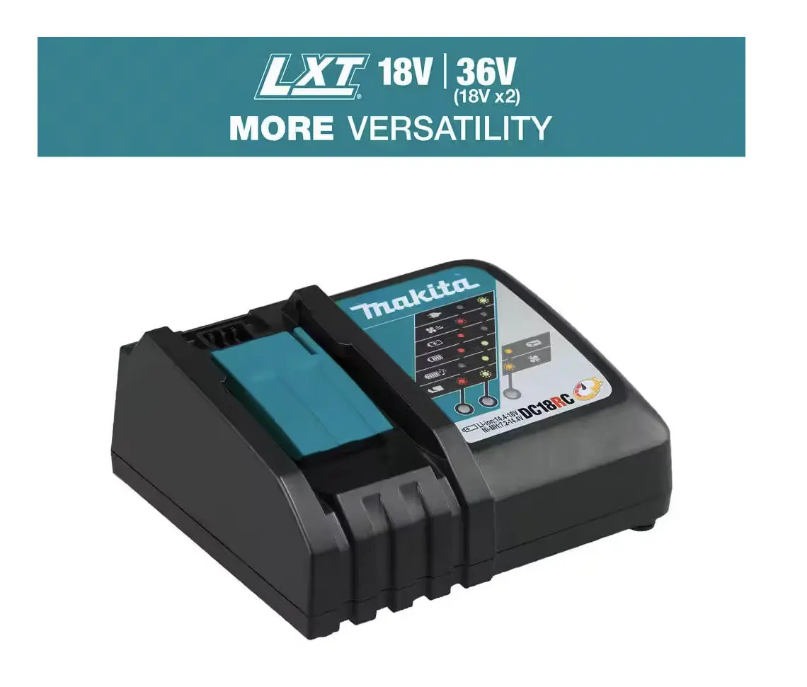 Makita DC18RC 18V LXT Lithium-Ion Rapid Optimum Battery Charger, DC18RC Model with Optimization, Compatible Chips, Body Cooling Fan & Fan Cooling Functionality, Rapid Charge