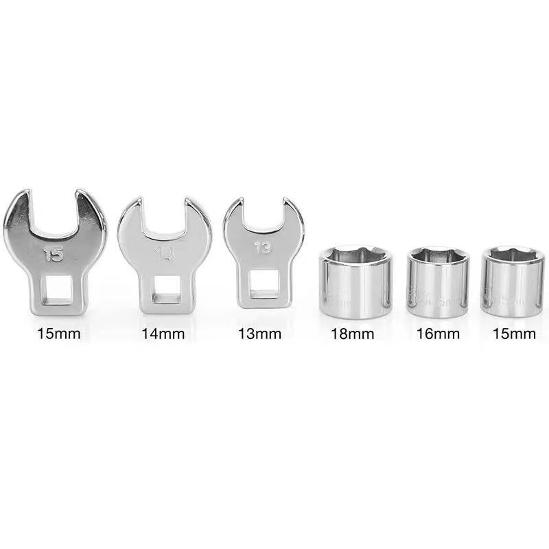 8-Piece Cr-V Idler Pulley Wrench Set, Engine Belt Adjustment Tool with Socket and Gauge 8-Piece Cr-V Idler Pulley Wrench Set, Engine Belt Adjustment Tool with Socket and Gauge