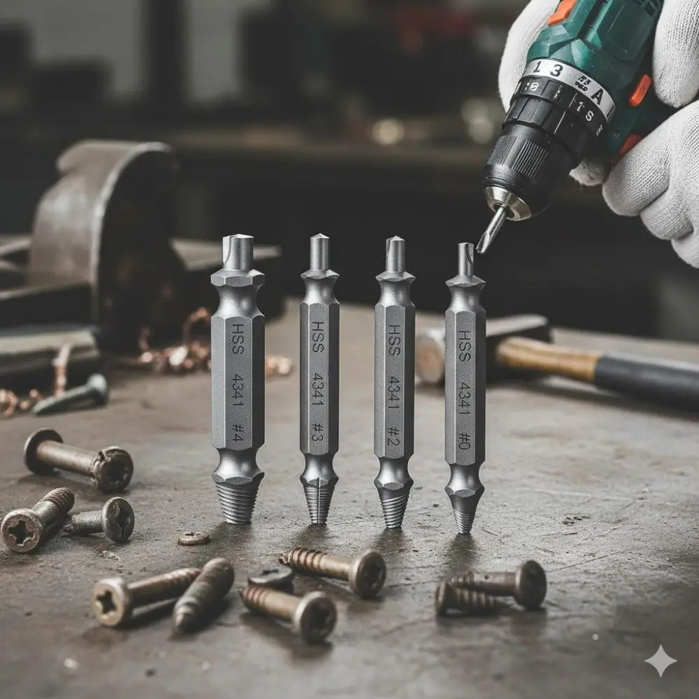 Professional Screw Extractor Set: Stripped Bolt Removal Tool Kit, Broken Screw Extractor Drill Bits for Metal Wood, Multi-Size Anti-Slip Easy Out Tools, Quick Fix for Automotive Repair & Mechanical Maintenance, Durable Stainless Steel Drill Removal Kit.
