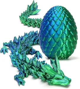 (Buy 3-Save $8)3D Printed Dragon Easter Basket Stuffers Surprise Egg,Articulated Crystal Dragon in Egg,Executive Dragon Fidget Desk Toys,Christmas Decorative Easter Egg Fillers Gifts for Kids