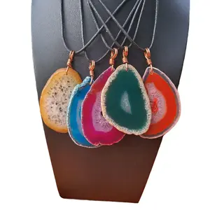 XL Agate Necklace • Geode Slice • Pure Copper • Crystal Necklace