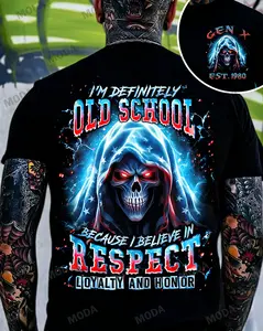 Chaosmoda Generation X I'm Definitely Old School Custom Year Skull T-shirt
