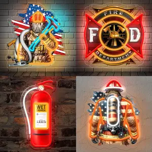 Fire Department Logo Neon Sign USB Powered Neon Light Home Decor, Man Cave Garage Decor, Fire Station Wall Decor, Exquisite Gift for Firefighters & Father's Day Gift