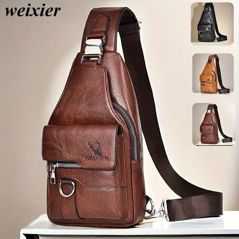 Weixier Unisex High-Capacity PU Leather Crossbody Pocketbag - 1pc Multi-Compartment, Lightweight Pockets, Built-In Wallet, Adults' Daily Travel Gym Bag (Sports & Outdoor Accessory, Crossbody Bags for Women)