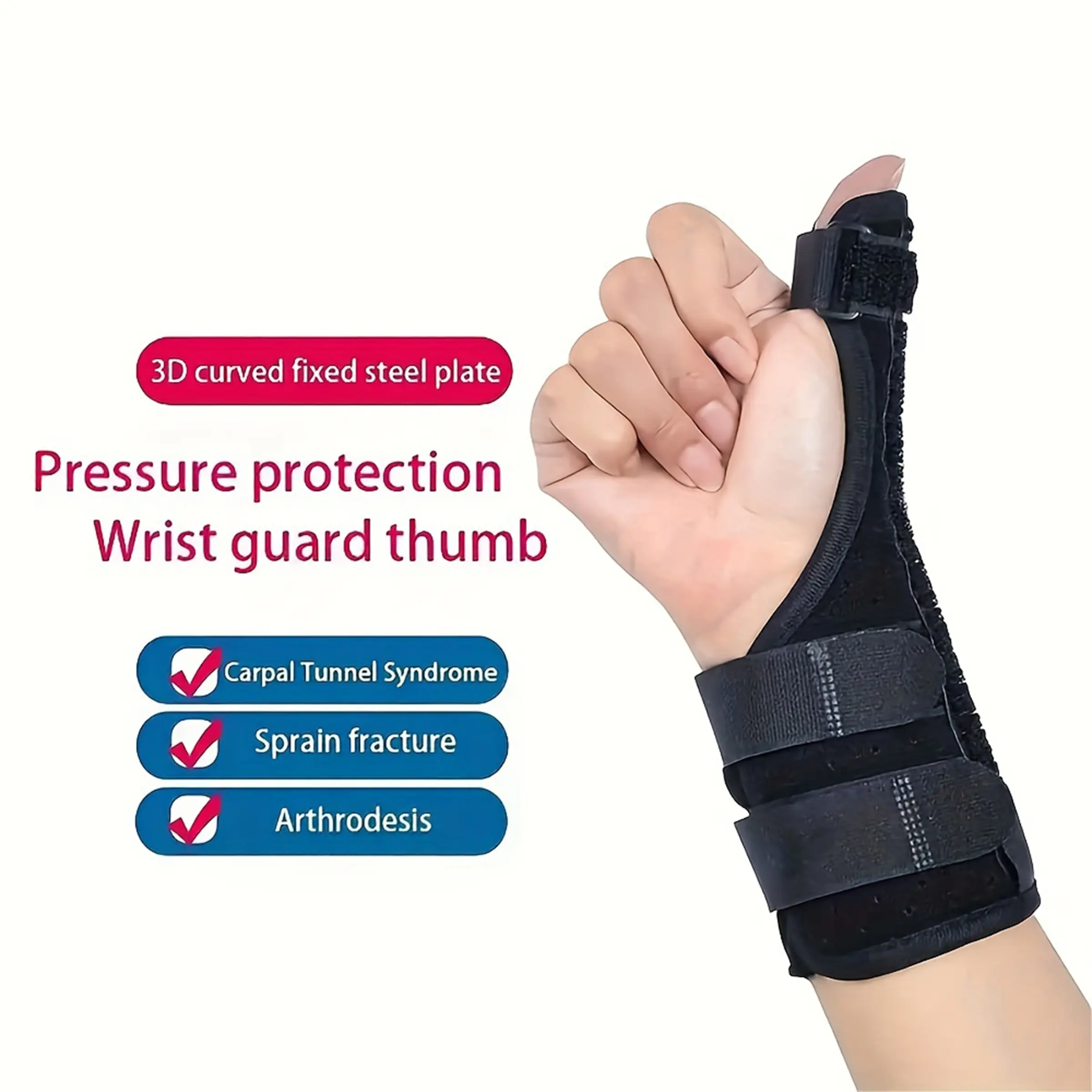 Thumb Wrist Brace Unisex, Adjustable Steel Plate Joint Support, Relieves Carpal Tunnel Pressure, Prevents Sprains & Fractures, Breathable Lightweight, Ulnar Wrist Brace, Ergonomic Wrist Brace, Wrist Brace For Carpal Tunnel