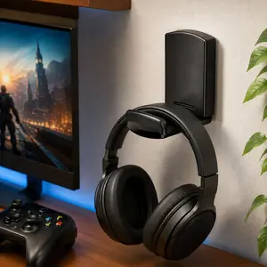 Universal Foldable Headphone Bracket, Wall Mounted - BLACK