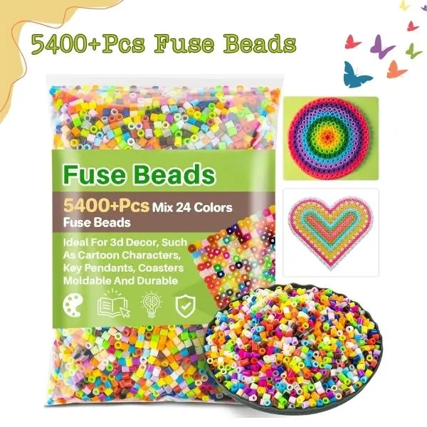 5400+ Pcs Fuse Beads Kit 5mm Melty Iron Beads for Kids Crafts Creative Art Set Ideal Christmas Birthday Gifts Bulk Melting Beads for Boys Girls