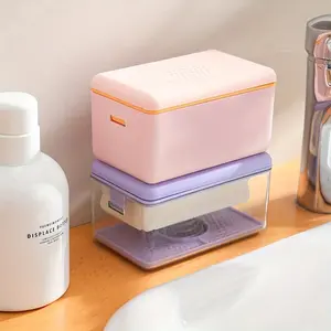 1pc Multi-functional Soap Box, Foaming Soap Holder with Roller, Bathroom Waterproof Dustproof Soap Bar Container, Soap Storage Box with Drain Holes and Spring