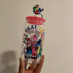 It’s Okay To Feel All The Feels 16oz Plastic Cup Inside Out with Character Illustrations - Fun Drinkware for Kids - Bottle