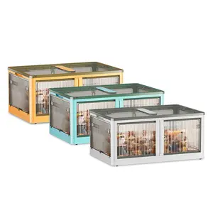 3Pcs Foldable Storage Bins with Lid 4 Doors Collapsible Stackable Closet Organizer Containers with Lock 4Pcs Wheels