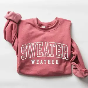 Women’s cozy sweater weather sweatshirt featuring a retro fall crewneck design, perfect for autumn days, layering, and staying warm in style - EVA RAMOS