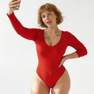 Z-ULTIMATE CONTROL Tummy Control Arm Slimming 100% Cotton Long Sleeve V-Neck Daily Wear Shapewear Bodysuit for Women Casual