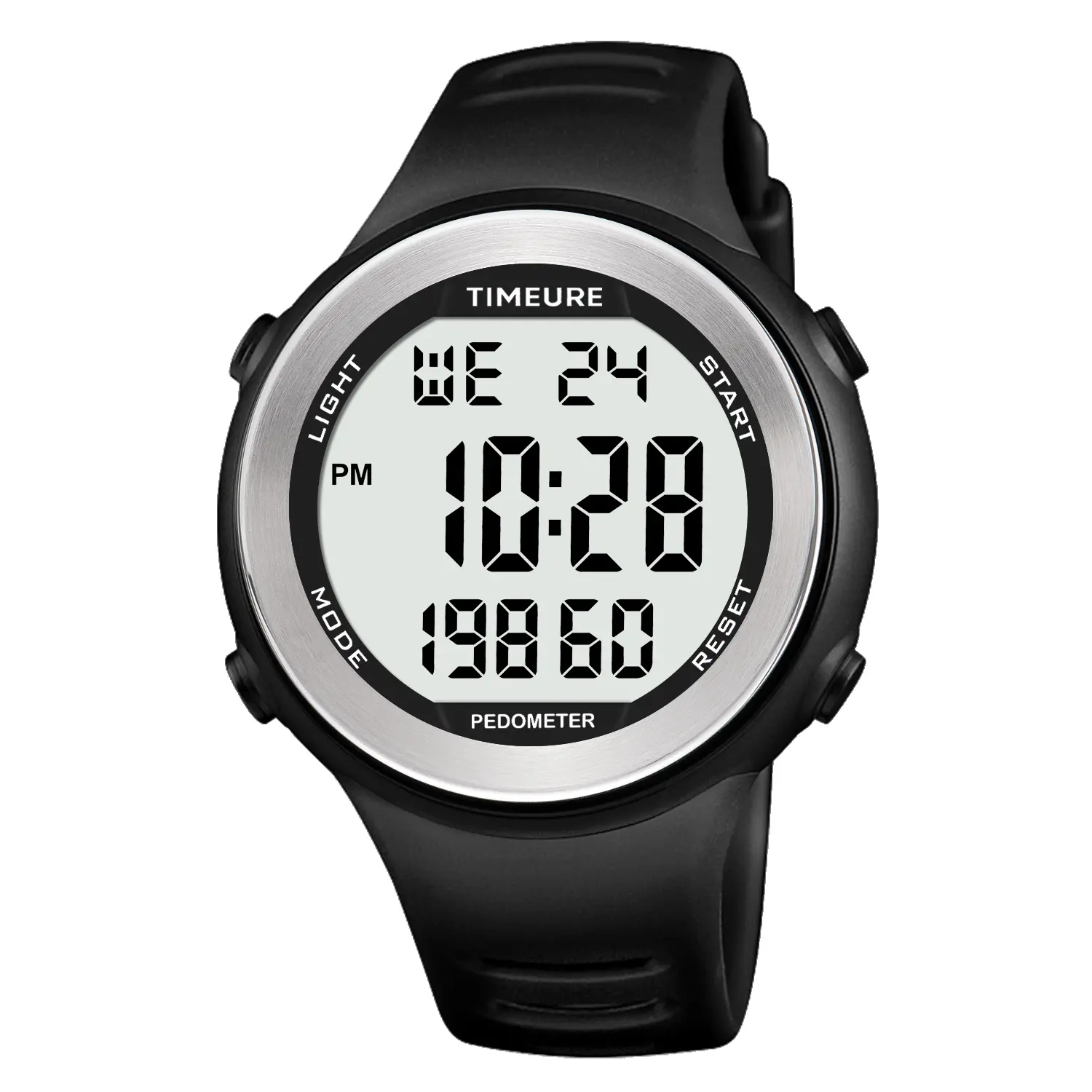 Sporty Round Digital Watch for Gift for Men Women, Waterproof, Backlight, Step Tracker, Simple, Practical Choice for Mobile-Free Fitness Enthusiasts TIMEURE-2308