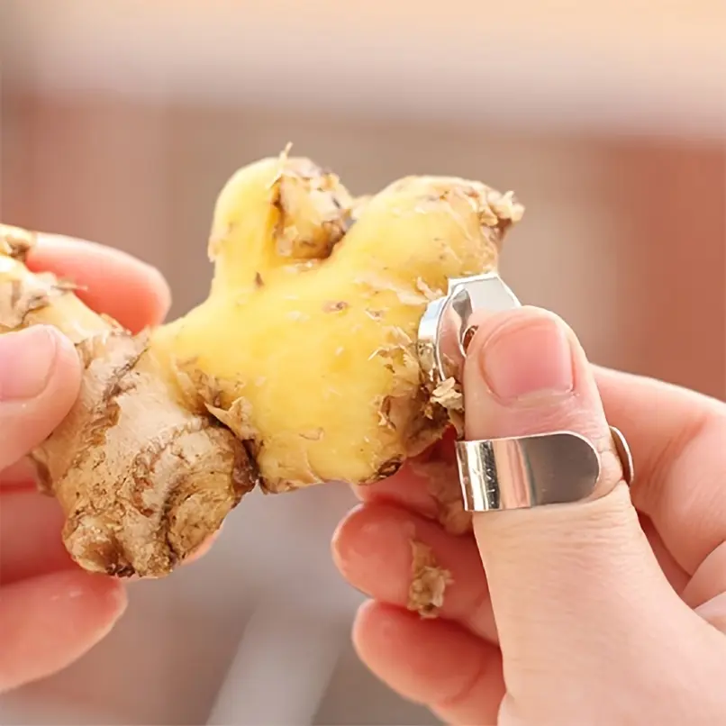 1pc Upgrade Your Kitchen with This Multifunctional Stainless Steel Ginger & Garlic Peeler!