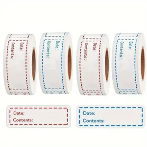 2 rolls of 250pcs removable freezer labels 1*3 inch food storage stickers, refrigerator freezer paper labels easy to clean, no residue 2 colors food label rolls for food storage bags refrigerator