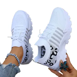 Women's Casual Sneaker-Breathable Mesh Leopard Print, Lightweight Lace-up Running Shoes, Comfortable Platform Sole, Fashion Low Top Design, Casual Sneaker |       Lace-up Sneaker |       Comfortable Sole