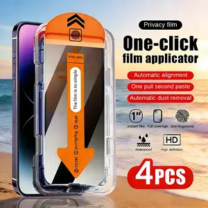 4pcs Full Cover Privacy Tempered Glass Protective Screen Protector For iPhone 14 Pro Max/ iPhone14 Pro/ iPhone 14/iPhone 14 Plus/9H+ Hardness, Ultra HD, Anti-Scratch, Anti-Fingerprint, Easy to Install, Anti-Peeping