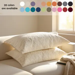 2-Pcs Floral Embroidered Pillow Shams Standard/King Size Microfiber Fabric Envelope Design Comfortable & Hygroscopic