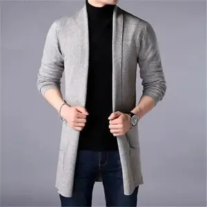 Sweater Coats Men New Fashion  Autumn Men's Slim Long Solid Color Knitted Jacket Fashion Men's Casual Sweater Cardigan Coats