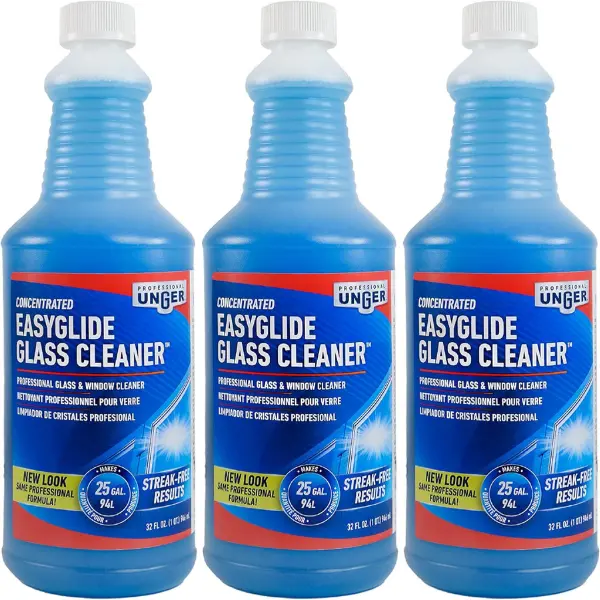 Unger Professional Streak-Free EasyGlide Glass Cleaner Concentrate, 32 oz – Ammonia-Free, Makes 25 Gallons of Solution , Safe for Tinted Windows, LOW-E Glass, Windshields & Mirrors