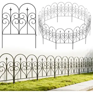 Garden Fence 32" H x 10ft (5 Panels), No Digging Heavy Duty Metal Fence Panels, Rustproof Outdoor  Fence  Barrier, Decorative Fencing for Flower Bed, Yard, Landscape Edging