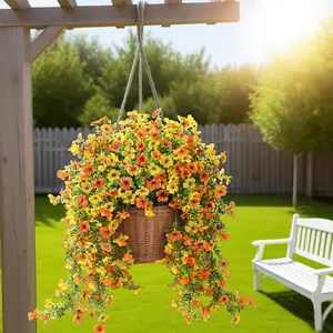 Artificial UV Decor Flower,  Autumn Fall Room Decor Eucalyptus Simulation Flower,  UV Resistant, Realistic Hanging Plants, Fake Indoor Plants, Decorative faux Flowers for Home and Garden Decoration Autumn Fauxflowers Fruit Halloween