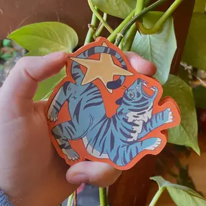 Cute Blue Tiger Vinyl Sticker – Waterproof Decal for Laptop, Notebook, Water Bottle