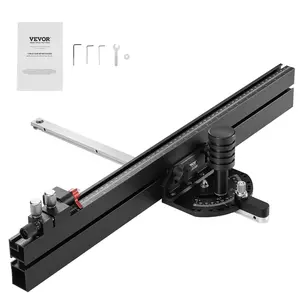 fathersdaygift VEVOR Precision Miter Gauge, Standard Slot 3/4''x 3/8'', Aluminum Alloy Table Saw Miter Gauge with 24 in Grating 15 Angle Stops Adjustable Spring Loaded Plunger and Removable Disc, for Woodworking