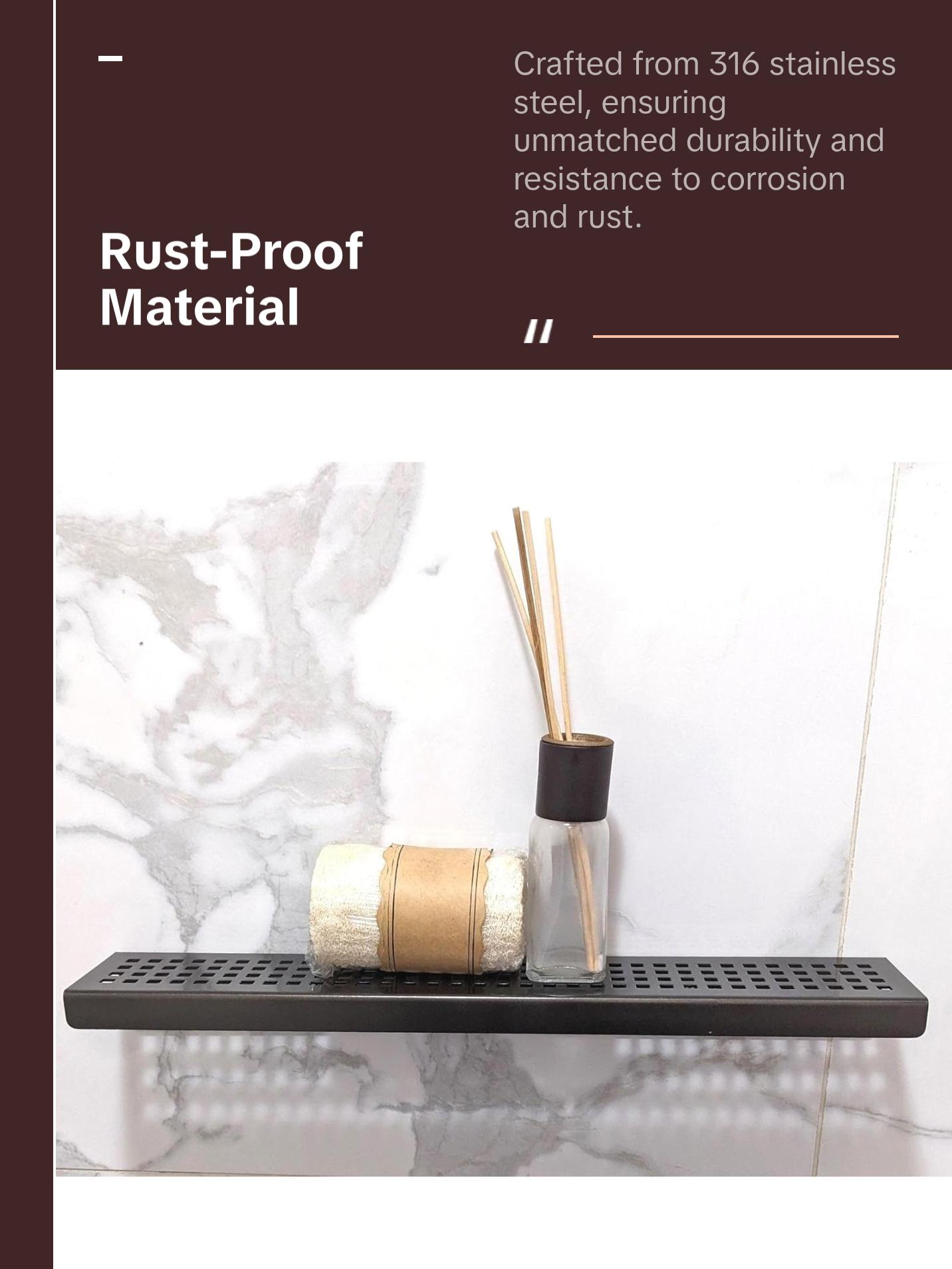 12 Inch Matte White Stainless Steel Wall-Mounted Shower Shelf