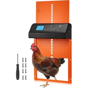 VEVOR Automatic Chicken Coop Door, Battery Powered Chicken Coop Door with Timer Manual Setting, Anti - Pinch Security, Durable Aluminum Alloy, Auto Chick Run Gate Opener with Waterproof Sealing, BlackVEVOR Super Brand Day