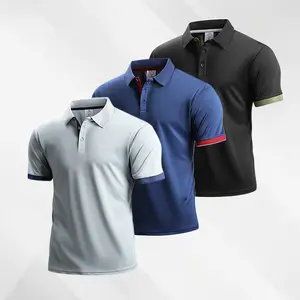 Men's 3-Pack Short Sleeve Polos - Featuring colorblocked sleeve details and moisture-wicking fabric, perfect for summer casual and office attire
